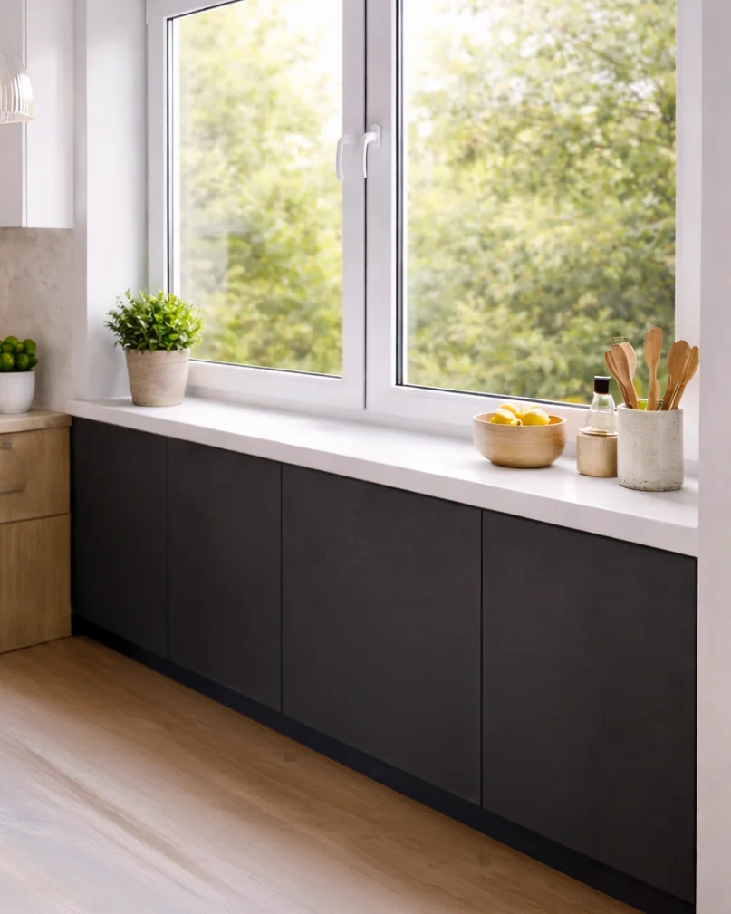 Підвіконня Plastolit Classic Білий глянсовий в інтер'єрі квартири